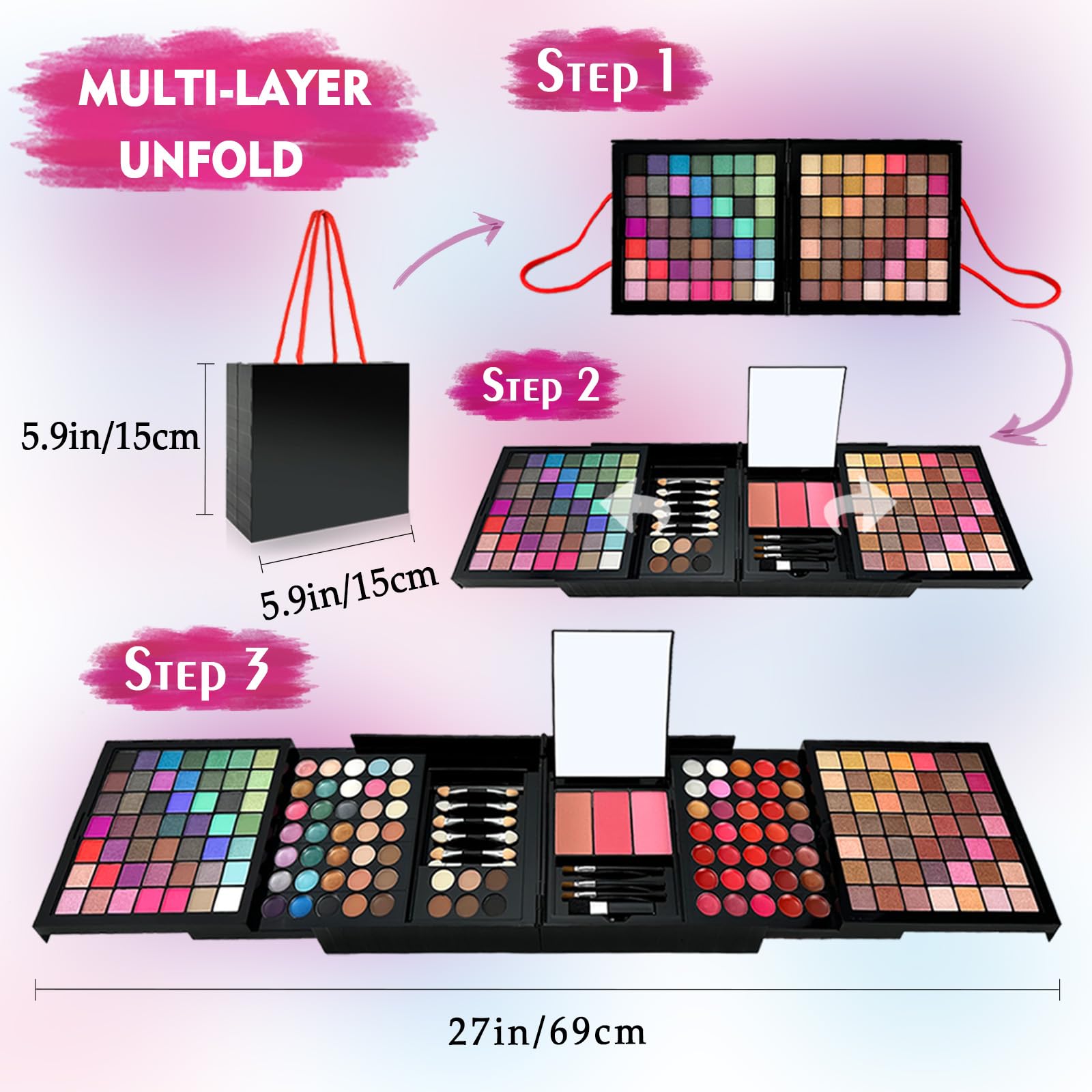 MAIRA travel-ready case design keeps your makeup organized anywhere