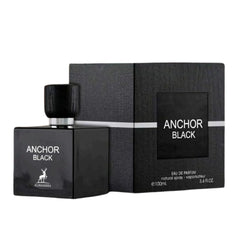 Maison Alhambra Anchor Black bottle front view showcasing bold masculine presence for evenings