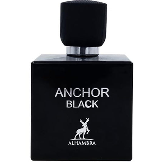 Maison Alhambra Anchor Black bottle side angle highlighting depth and sophistication