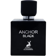 Maison Alhambra Anchor Black bottle side angle highlighting depth and sophistication
