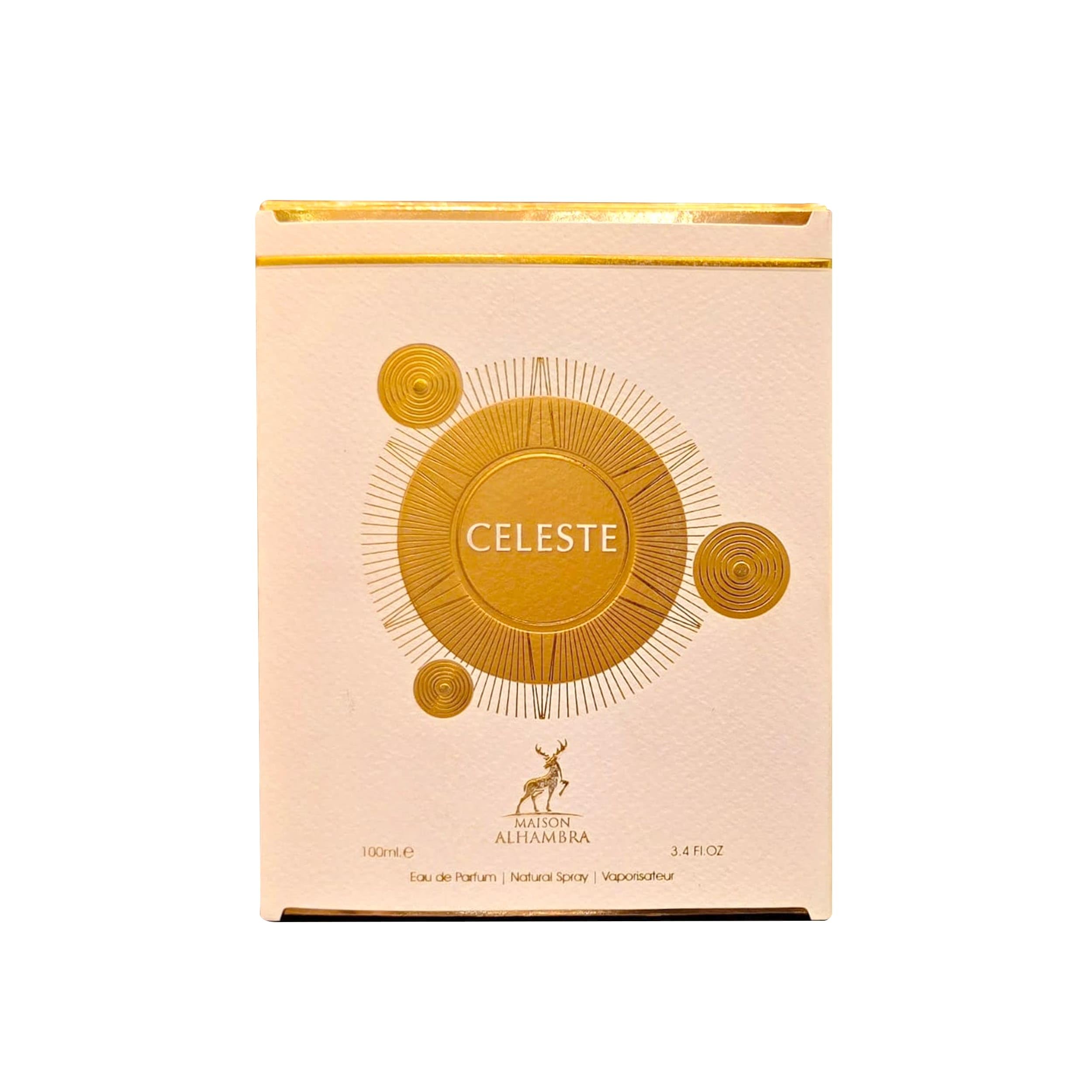 Maison Alhambra Celeste label-detail, premium fragrance identity.