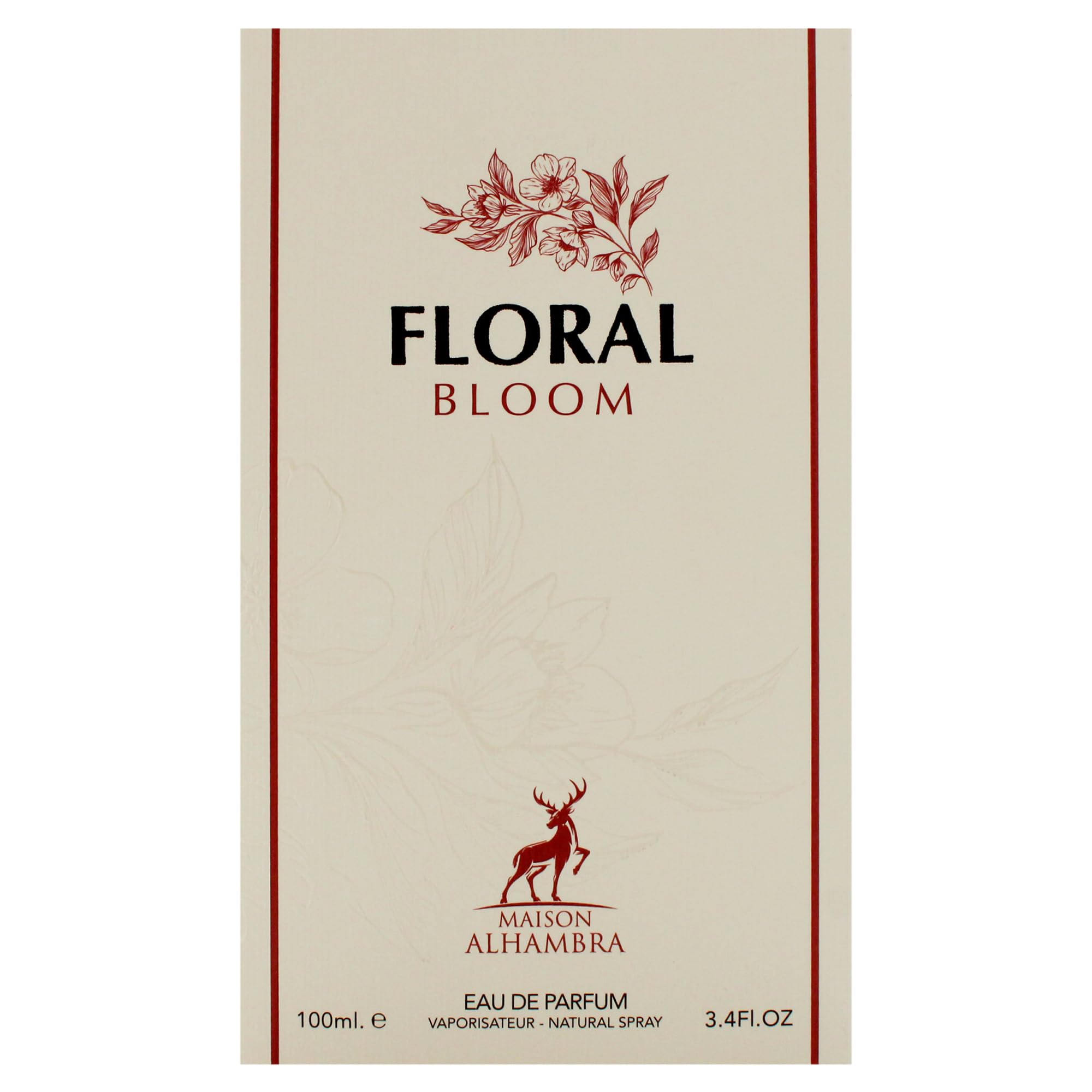 Maison Alhambra Floral Bloom bottle angled to showcase glass finish.