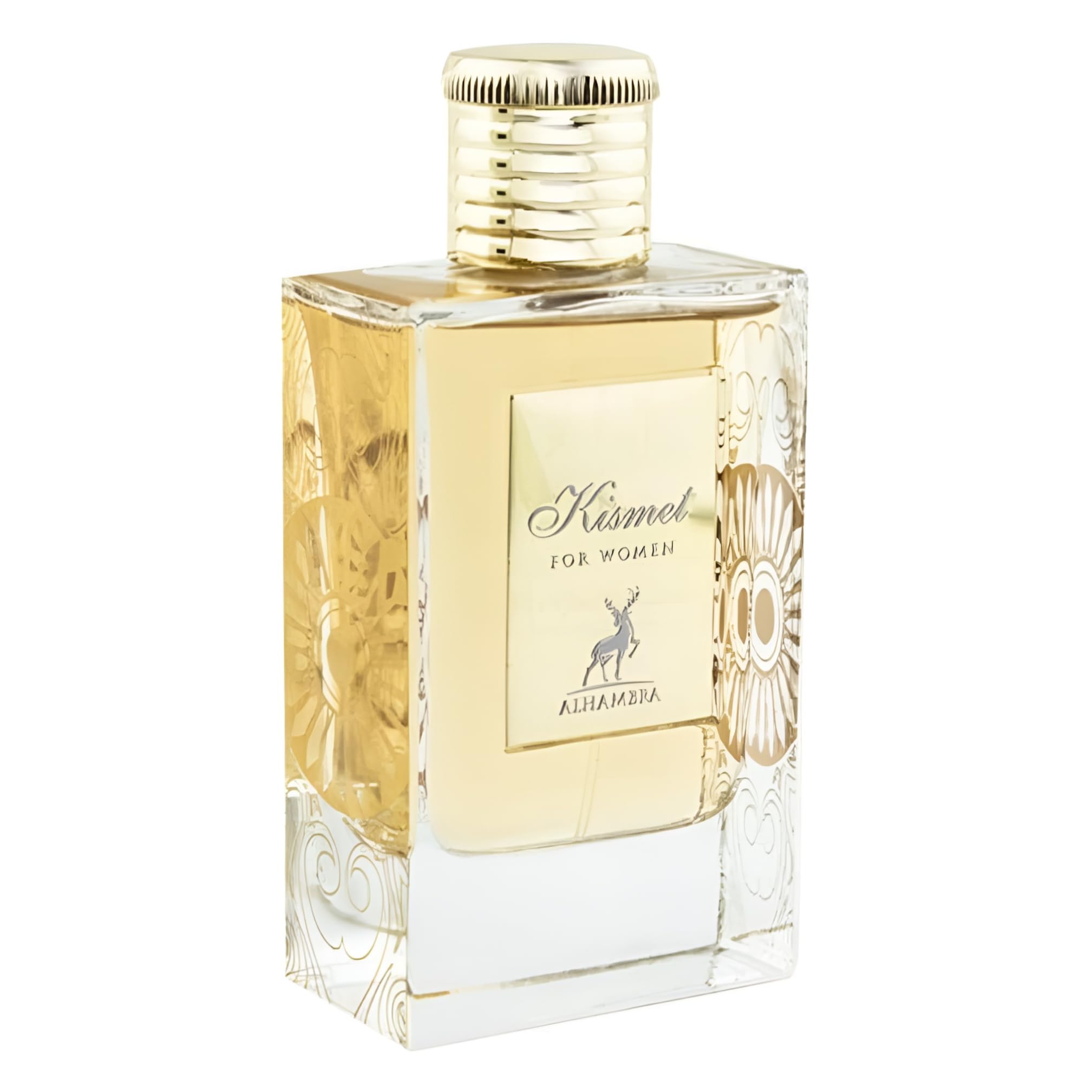 Maison Alhambra Kismet 3.4 oz EDP bottle with luxurious gold cap, ideal for evening wear.