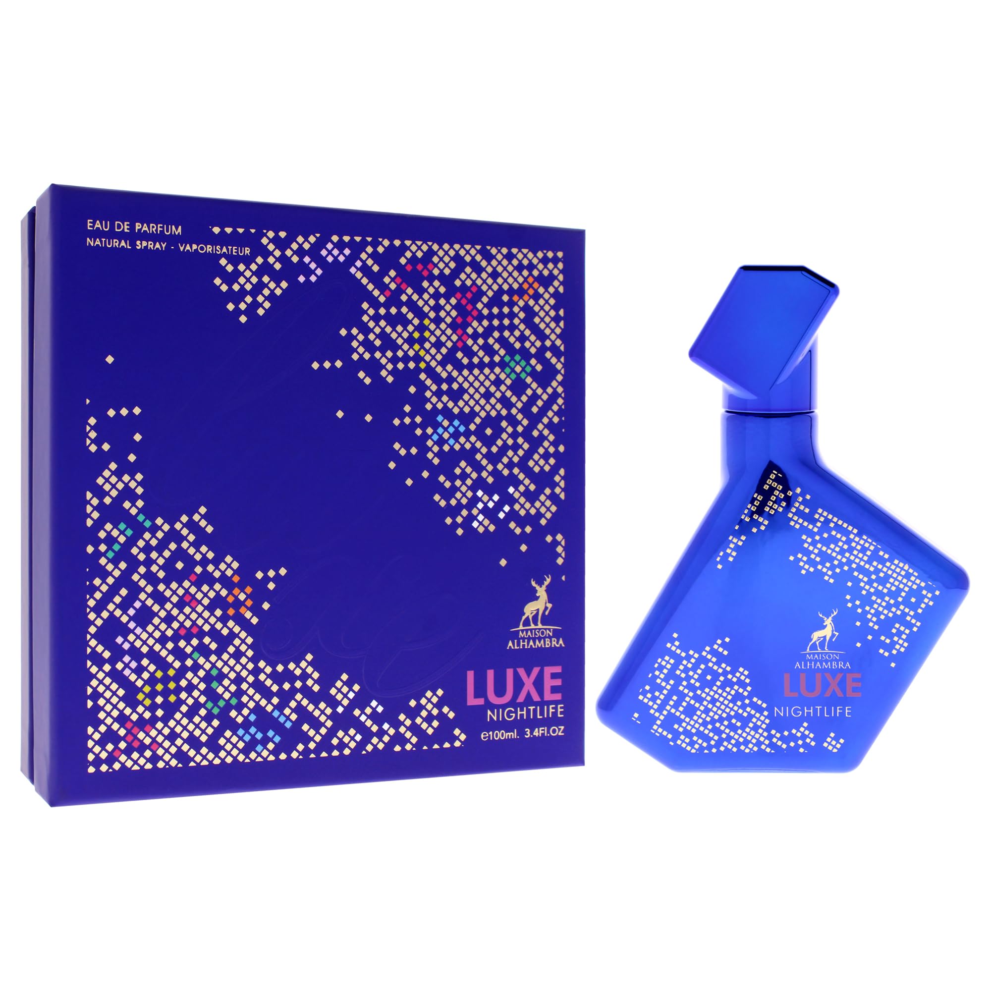 Maison Alhambra Luxe Nightlife spray action capturing bold, long-lasting projection