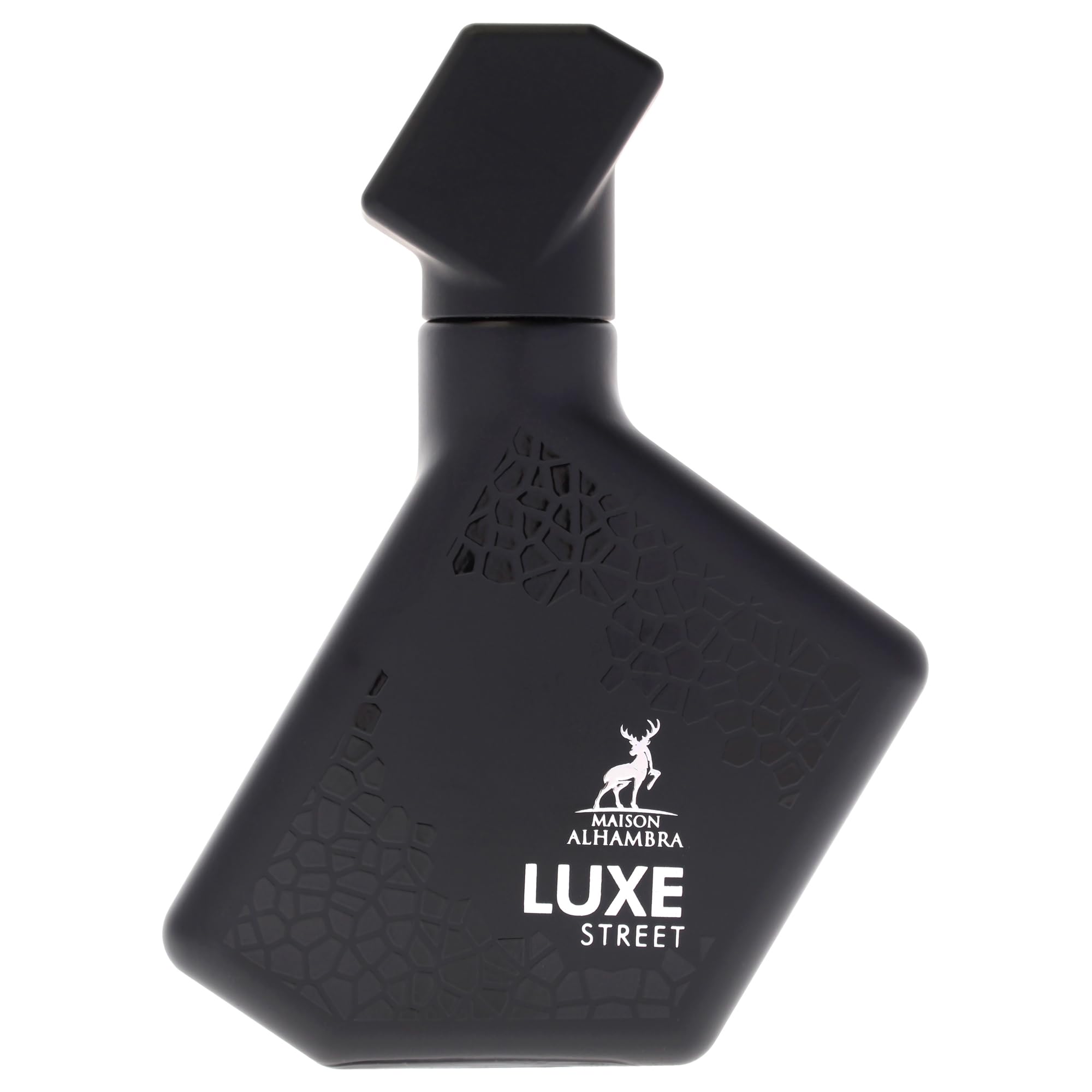 Maison Alhambra Luxe Street bottle-cap detail emphasizes clean, refined packaging.