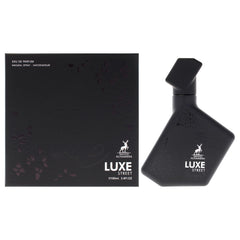 Maison Alhambra Luxe Street bottle-front highlights unisex citrus-spice charm for daily wear.