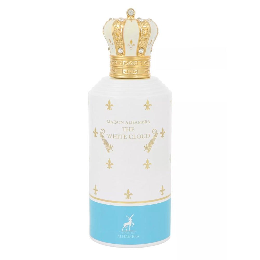 Maison Alhambra The White Cloud bottle close-up displaying elegant, contemporary design for daily wear