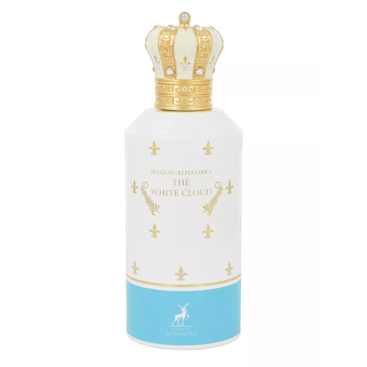 Maison Alhambra The White Cloud bottle close-up displaying elegant, contemporary design for daily wear