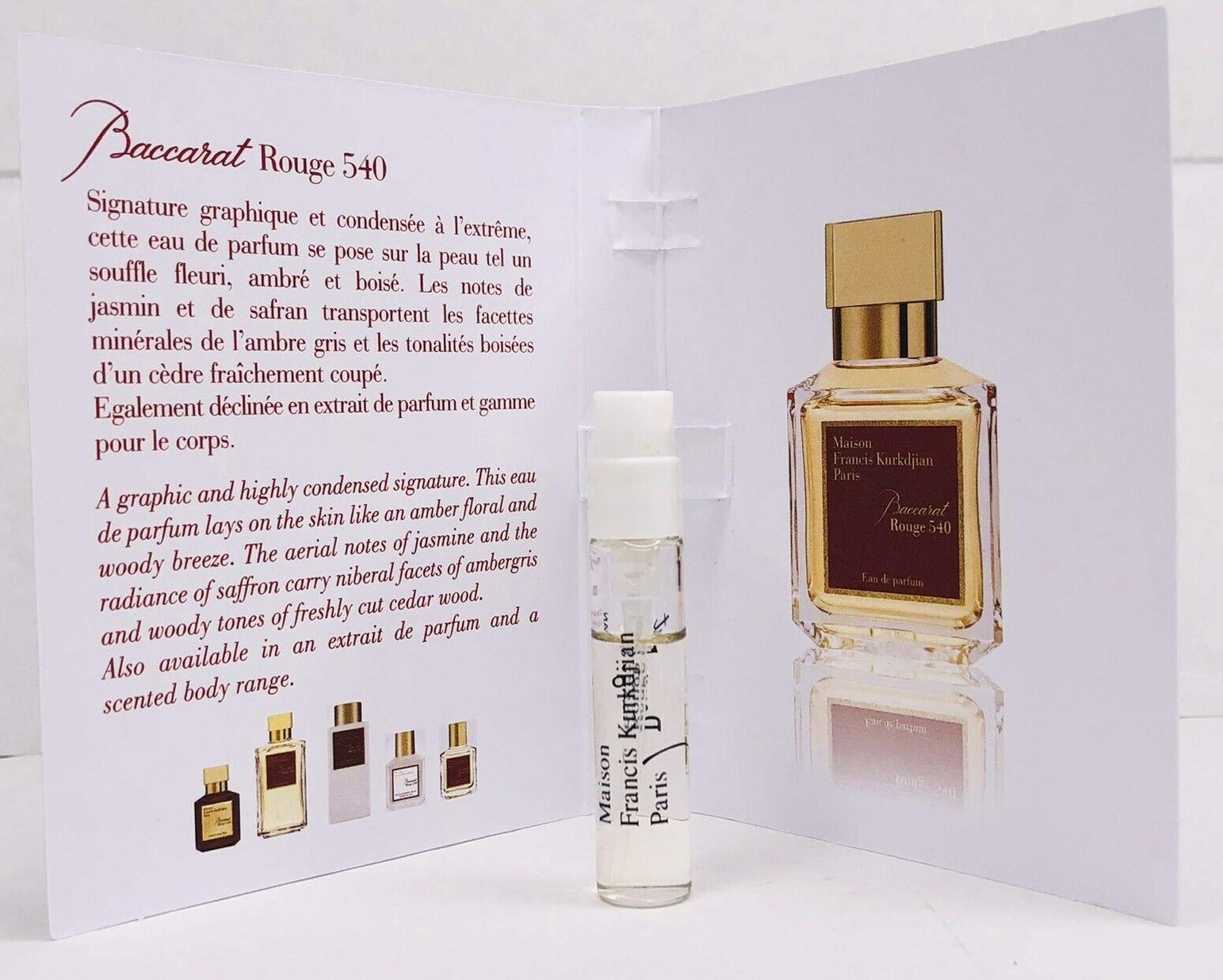 Maison Francis Kurkdjian Baccarat Rouge 540 packaging and label showcase elegant branding for gifting.