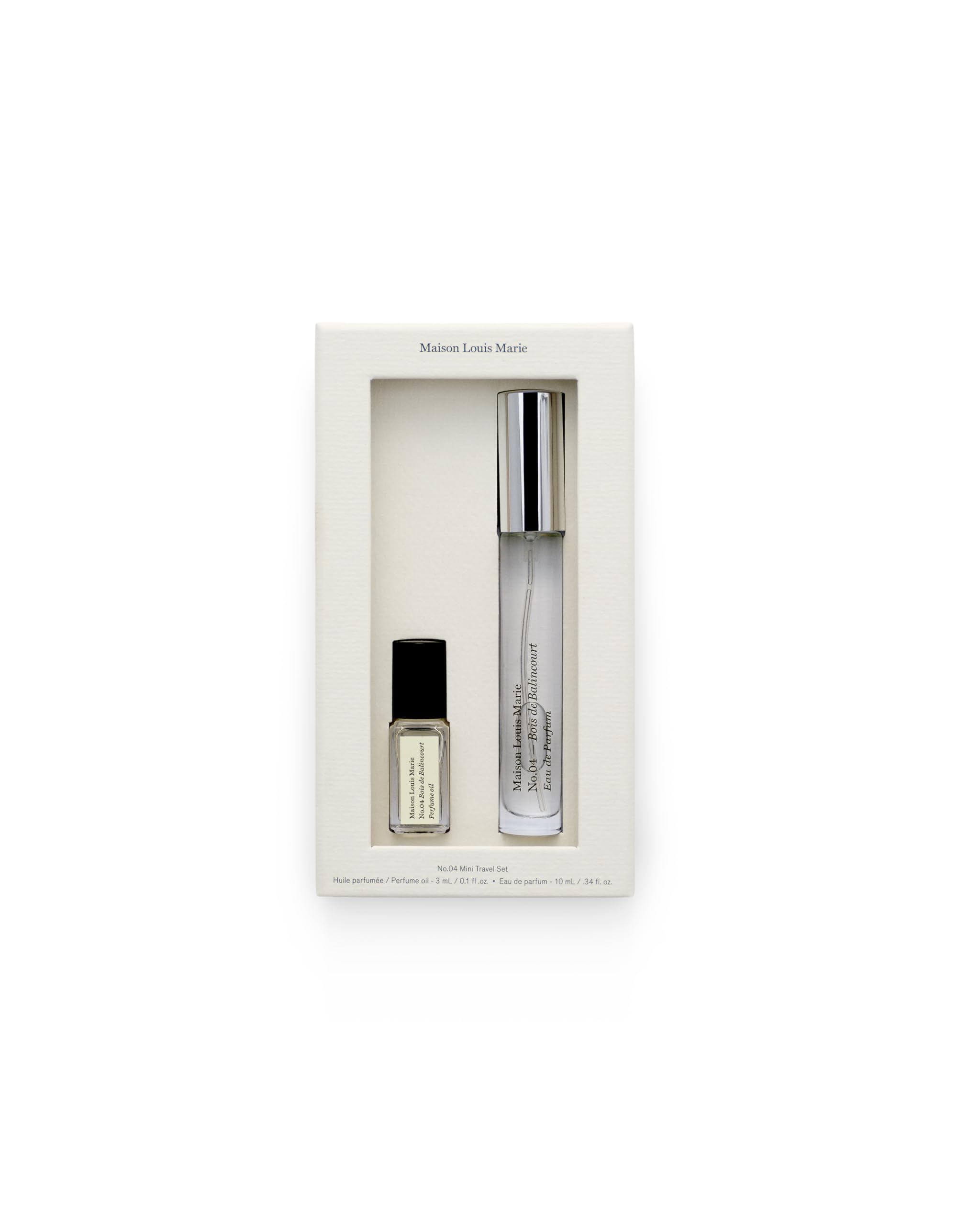 Maison Louis Marie No.04 Bois De Balincourt roll-on oil for on-the-go fragrance.