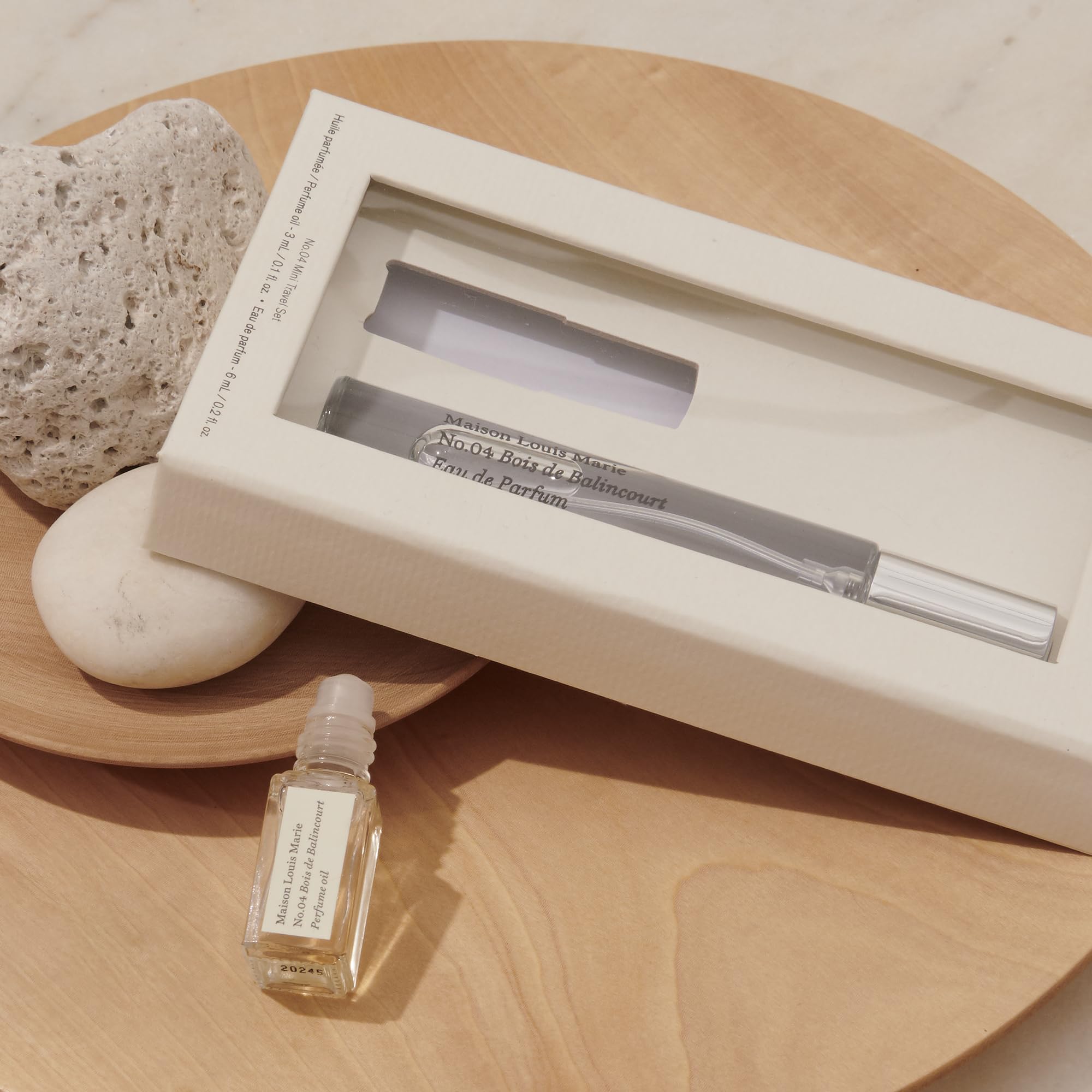 Mini travel set packaging for Maison Louis Marie No.04 Bois De Balincourt.