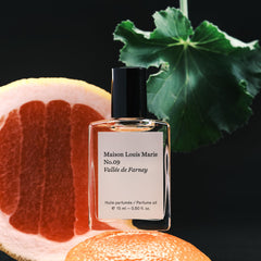 Maison Louis Marie No.09 elegant packaging highlights vegan, cruelty-free promise.