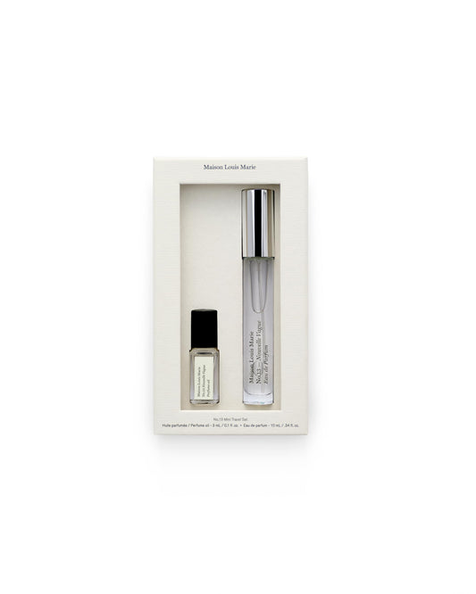 Maison Louis Marie No.13 Nouvelle Vague mini travel set packaging for on-the-go fragrance lovers.