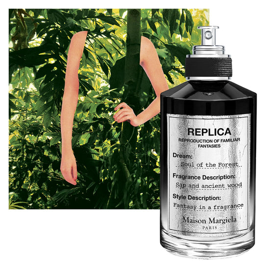 Maison Margiela Replica Soul of the Forest closeup highlights cedarwood for year-round wear.