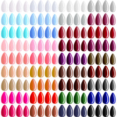 Maitys almond press-on nails with 36 colors, front view shows diverse style options