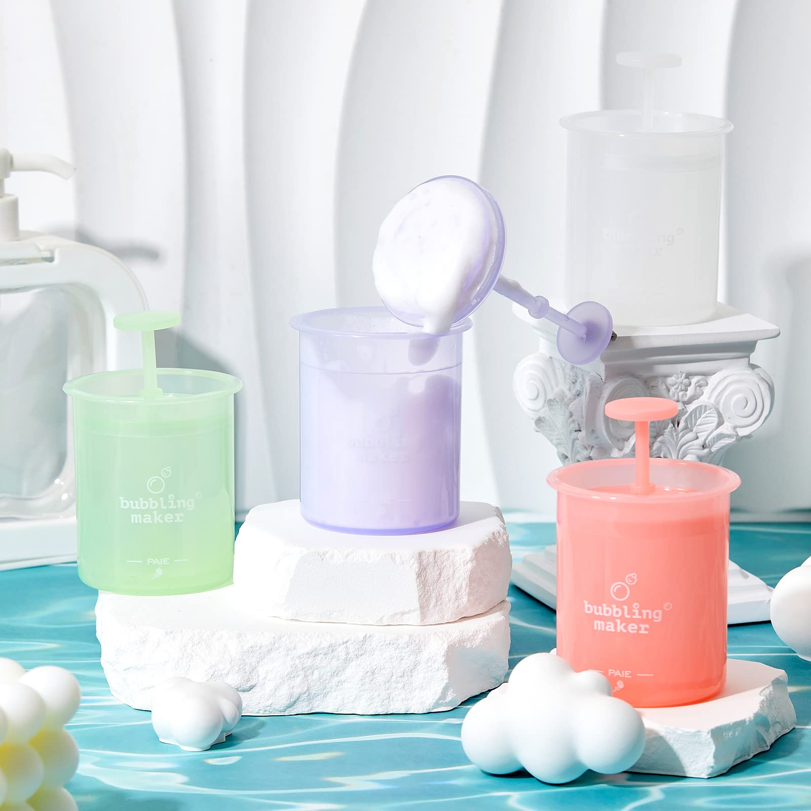 Maitys four-piece face foam makers set in assorted colors.
