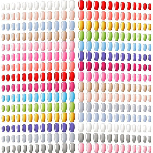 Maitys glossy solid-color press-on nails in ballerina coffin shape for chic looks.