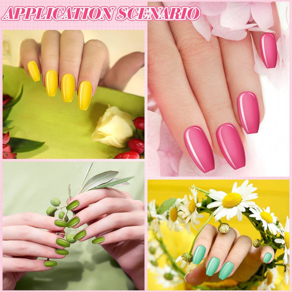 Maitys solid color glossy nails complement outfits and DIY nail art.
