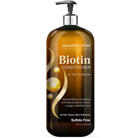 Majestic Pure Biotin Conditioner bottle front showing product and thickening potential