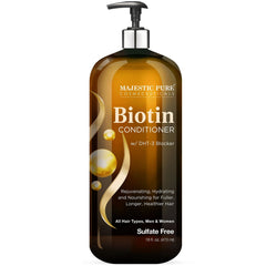 Majestic Pure Biotin Conditioner bottle front showing product and thickening potential