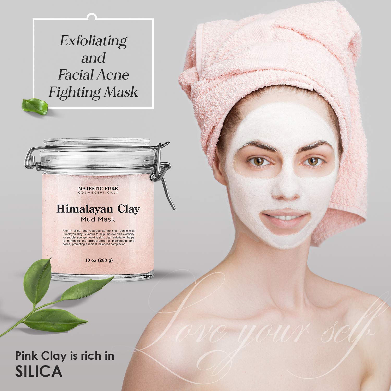 Applying Majestic Pure Himalayan Clay Mud Mask on the face for exfoliation