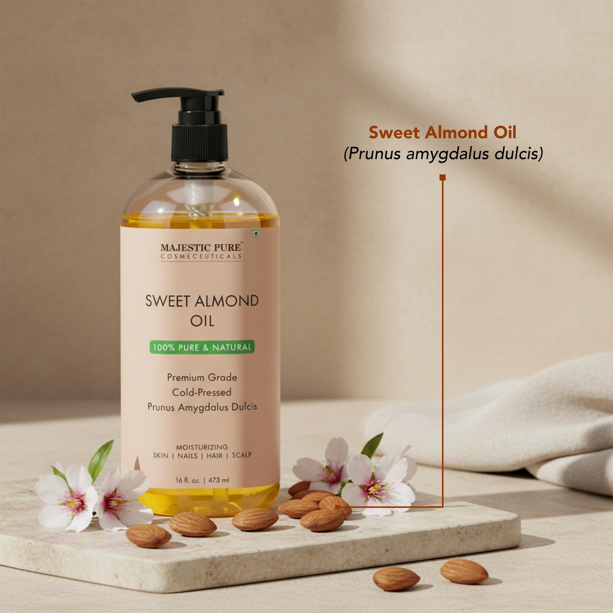 Majestic Pure Sweet Almond Oil use on hair for conditioning
