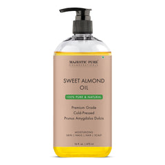 Majestic Pure Sweet Almond Oil bottle front for skin hydration