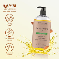 Majestic Pure Sweet Almond Oil bottle pour for easy application