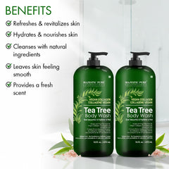 Majestic Pure Tea Tree Body Wash front view label details