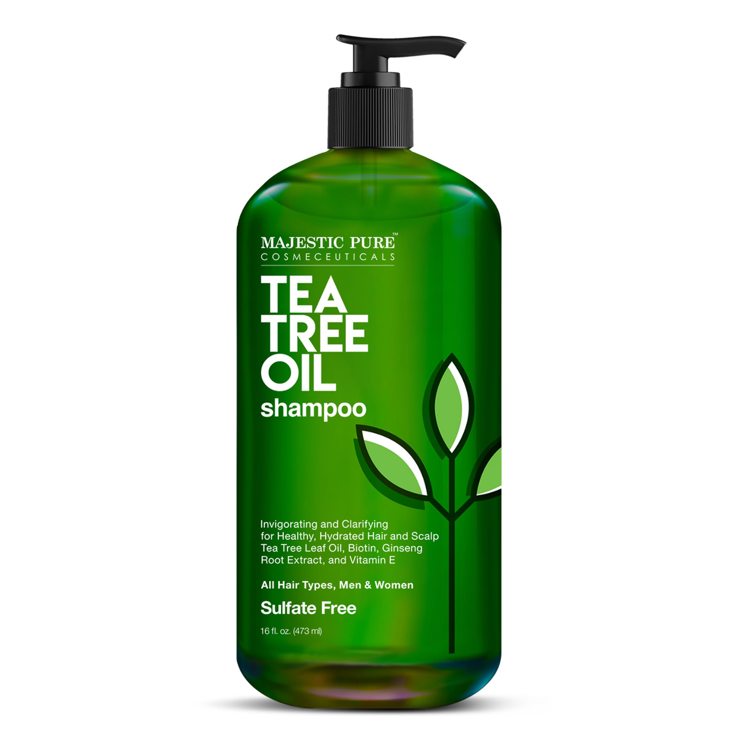 Majestic Pure Tea Tree Shampoo bottle 16 oz for all hair types