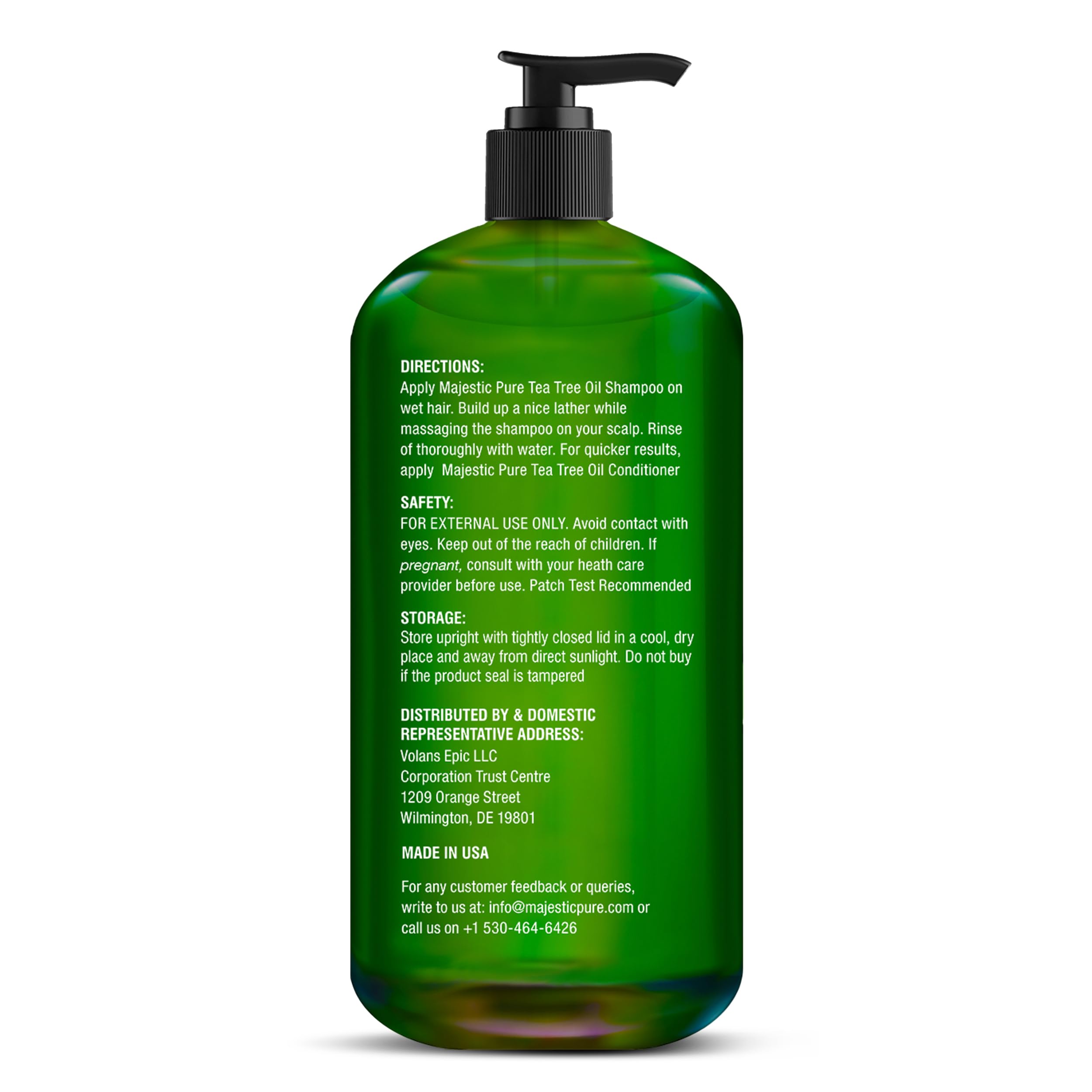 Majestic Pure Tea Tree Shampoo cruelty-free logo on packaging