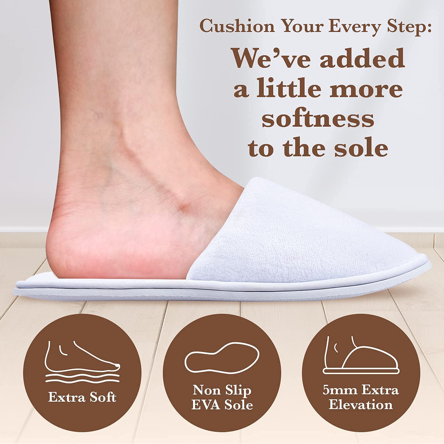MAJI SIMPLY JOYOUS slippers suited for hotels, spas, and events.