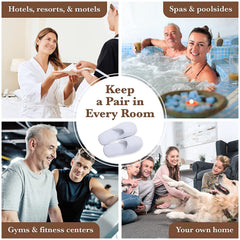 MAJI SIMPLY JOYOUS memory-foam cushioned slippers for spa comfort.