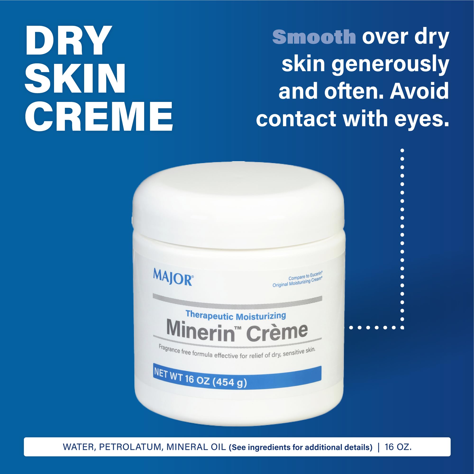 Major Minerin Créme label close-up highlighting fragrance-free hydration.