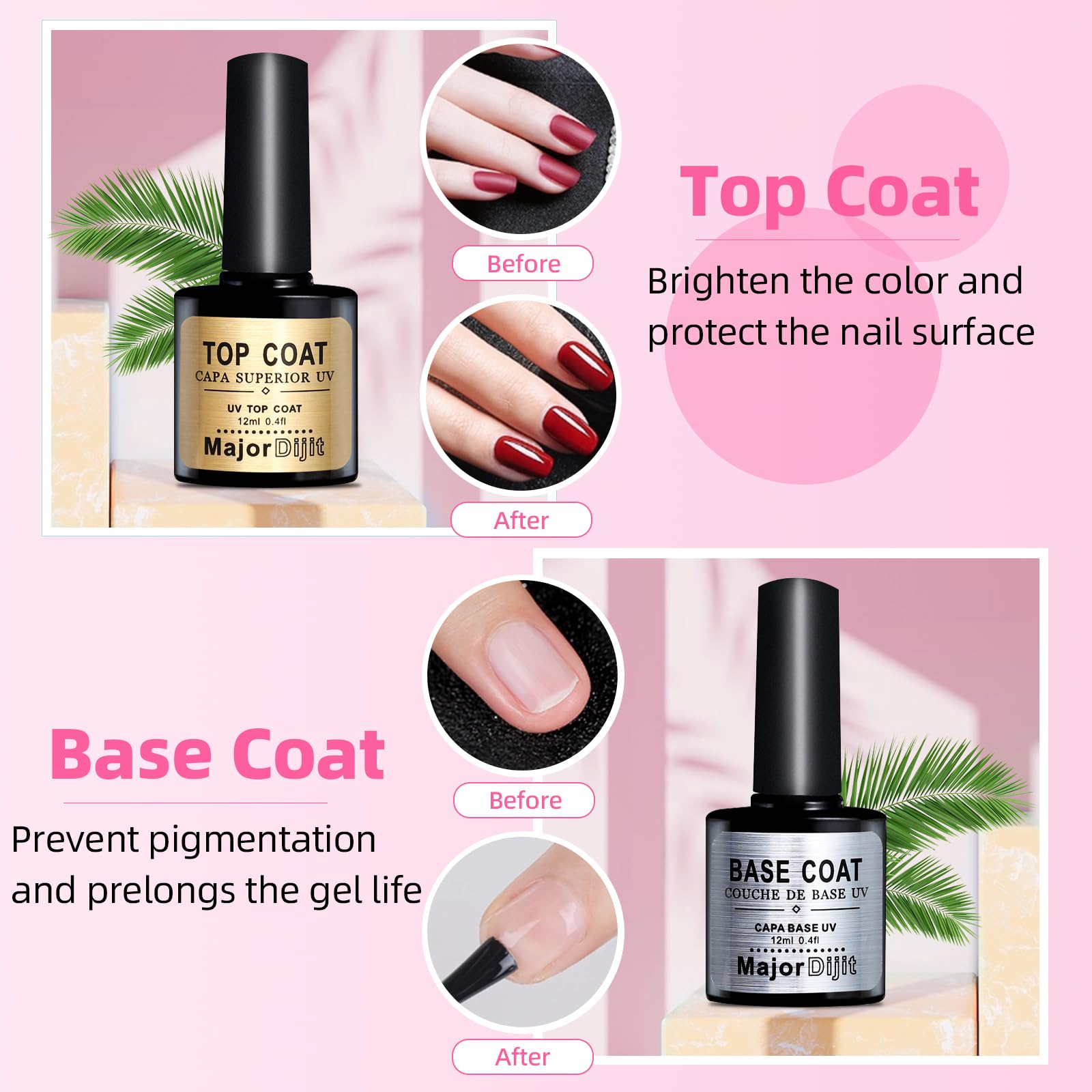 Major Dijit base and top coat bottles for durable finishes.