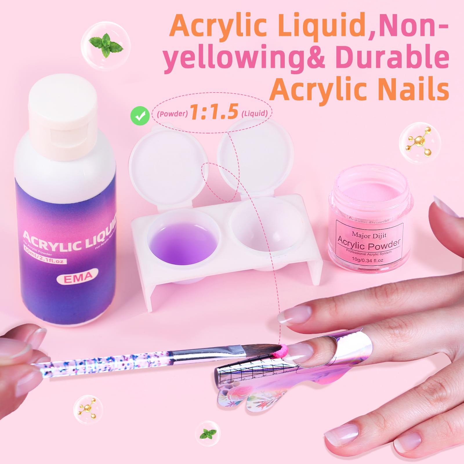 Major Dijit nail tips and glitters for creative nail designs.