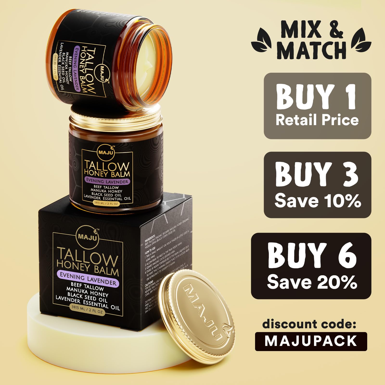 MAJU Tallow Honey Balm ideal for dry patches on skin