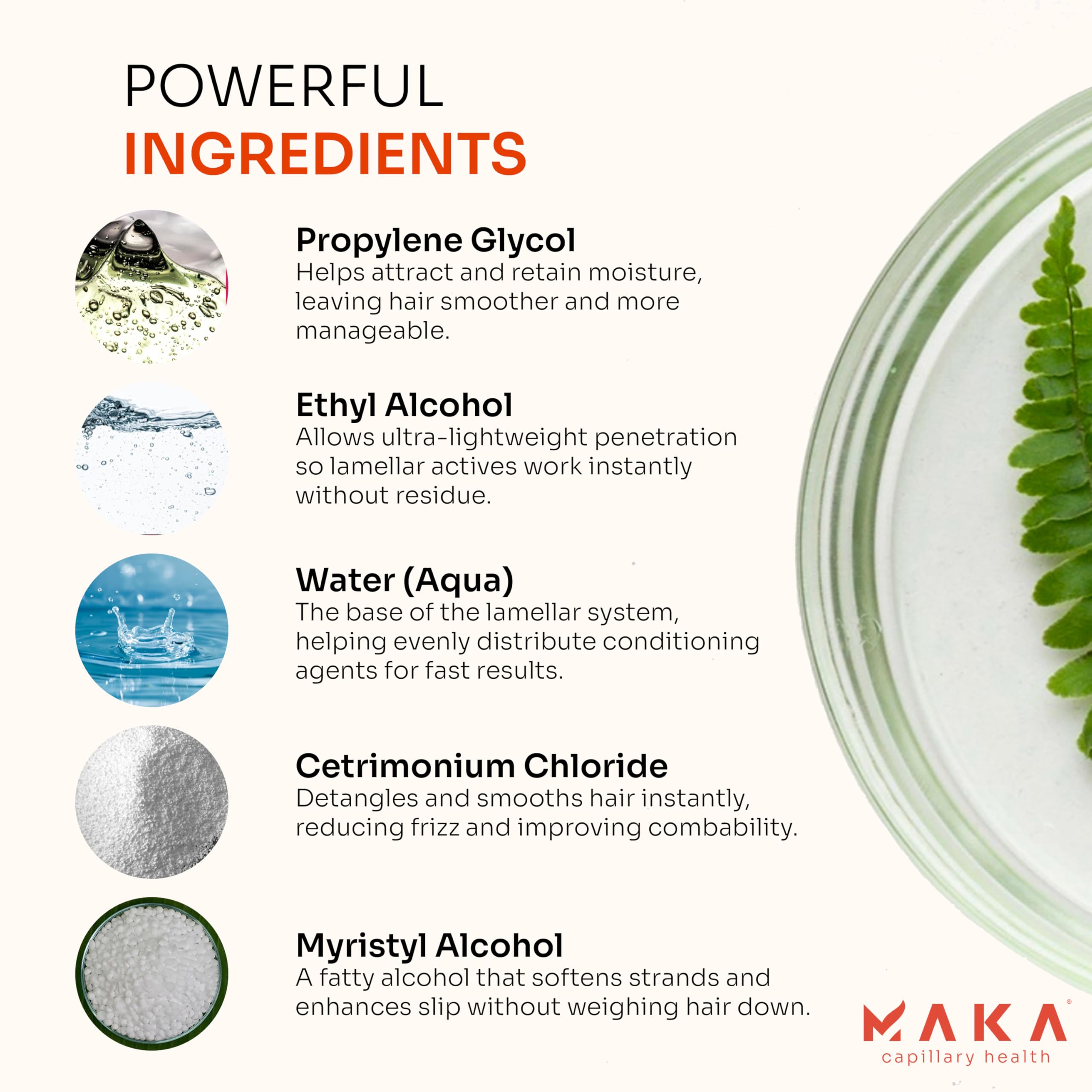 MAKA Essentials Lamellar Water on hair after use shows a shiny, healthy look