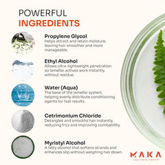 MAKA Essentials Lamellar Water on hair after use shows a shiny, healthy look