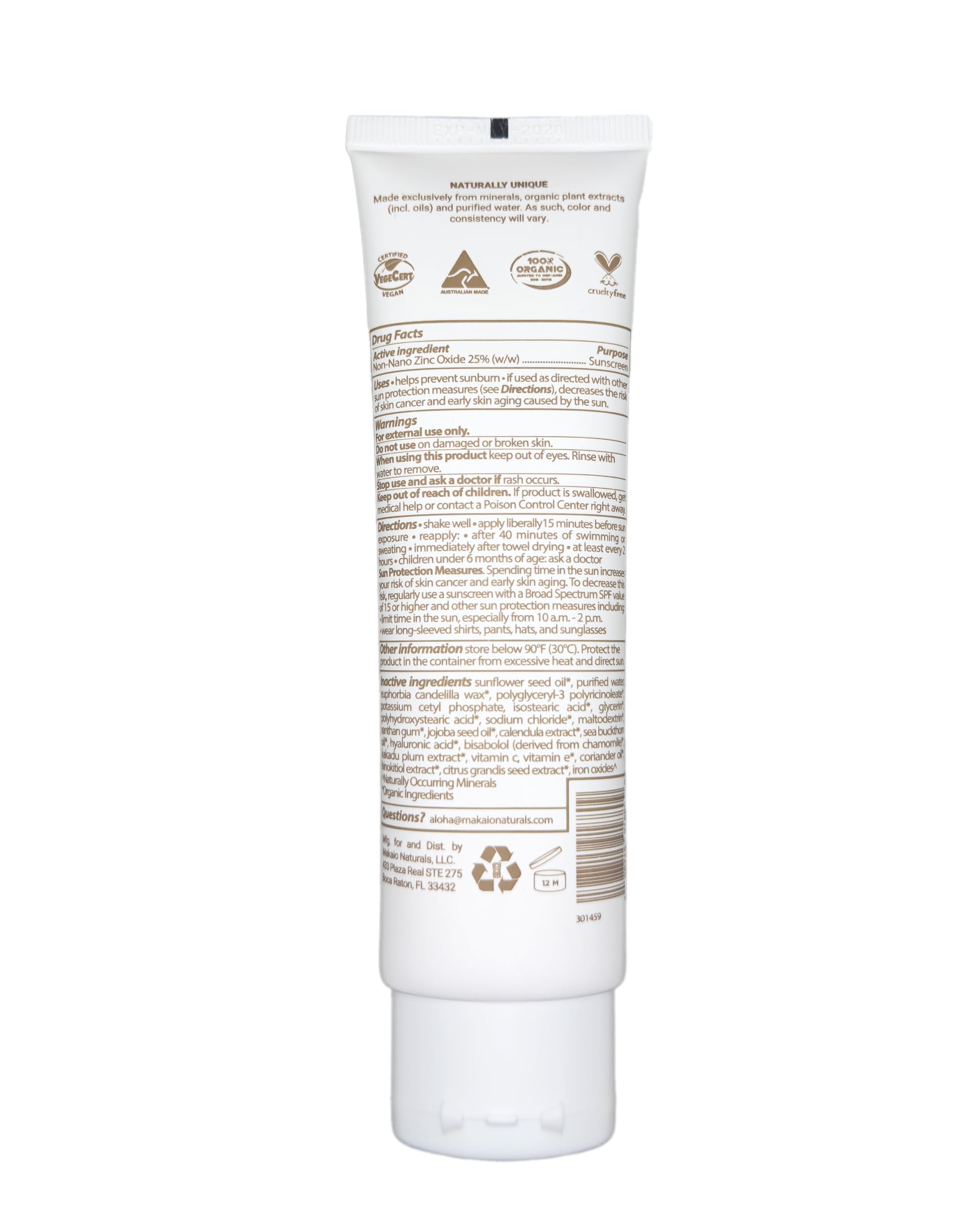 Makaio Naturals SPF 50 for daily outdoor use with dermatologist tested assurance