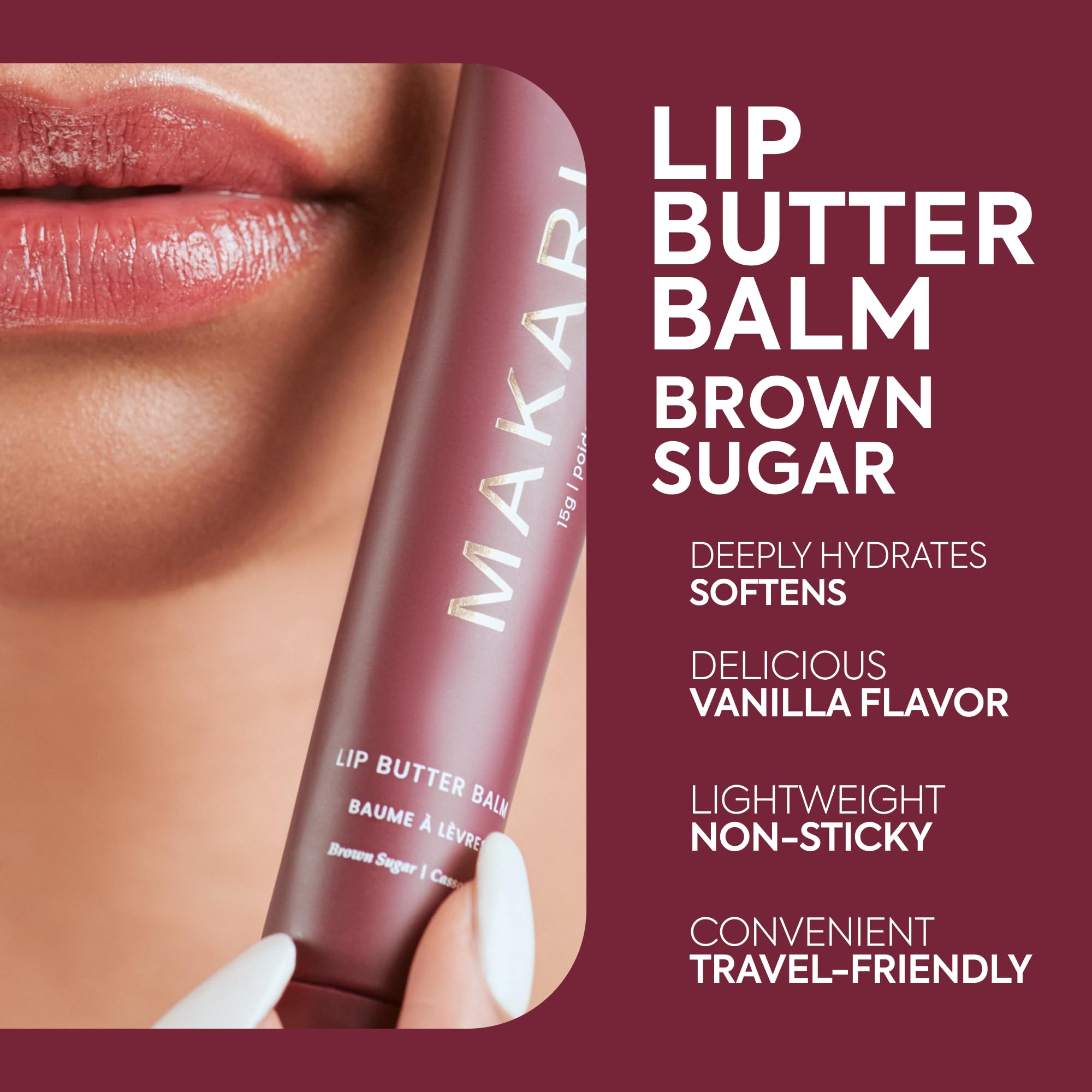 Makari lip balm swatch highlighting lightweight glide and daily lip care.