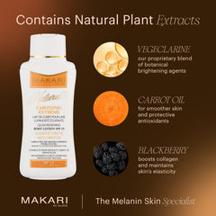 MAKARI Carotonic Extreme Body Lotion applied to arm for hydration.