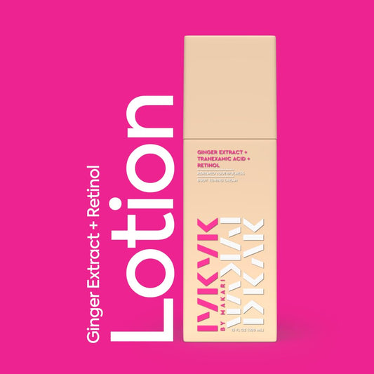 Ginger extract and tranexamic ingredients highlighted to support radiant, even-toned skin.