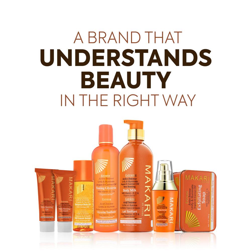 Makari packaging front highlighting vitamin-infused formula.