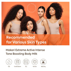 Sunlit glow on skin after applying MAKARI body milk.