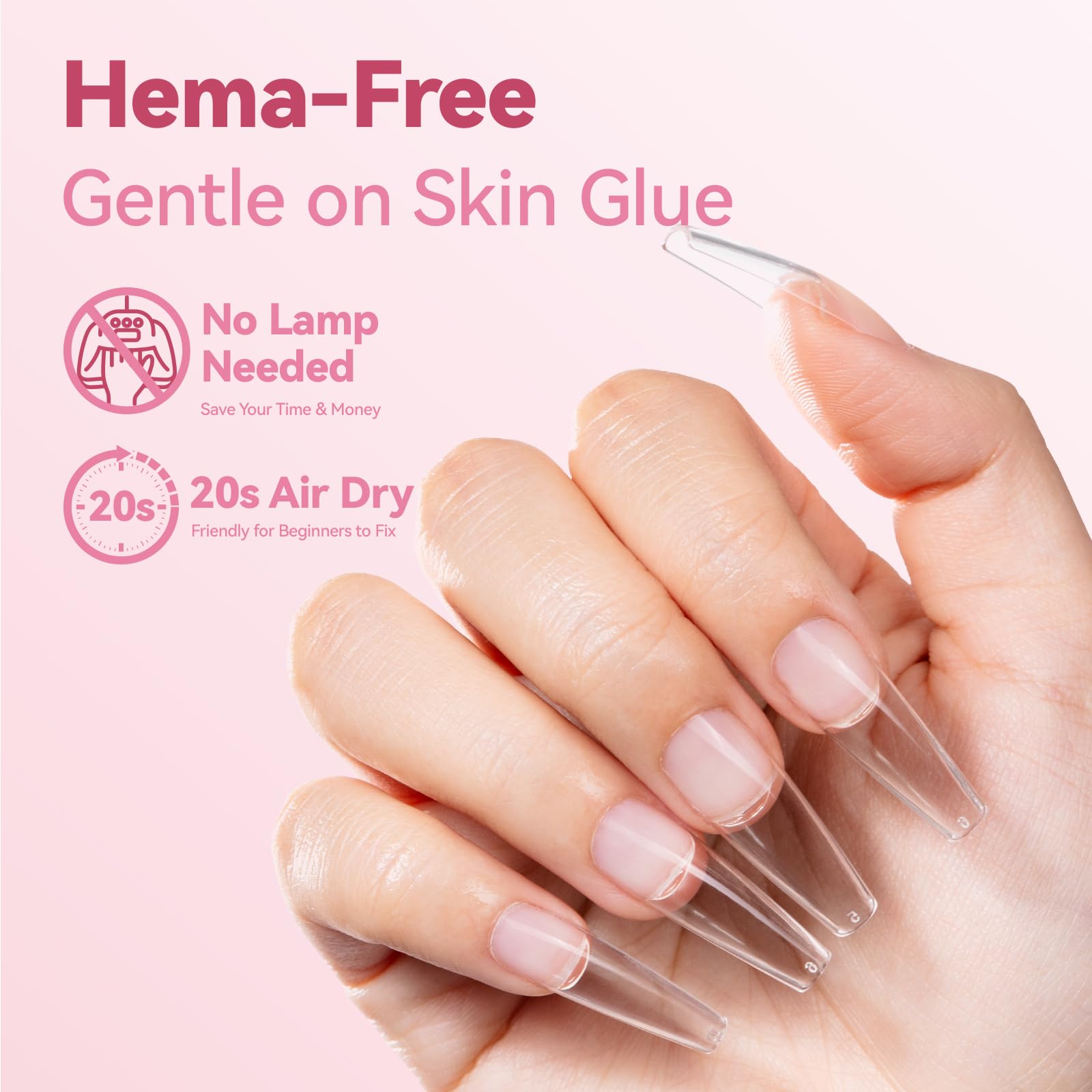 Makartt 20s air-dry glue shown with fast-drying performance for DIY nails.