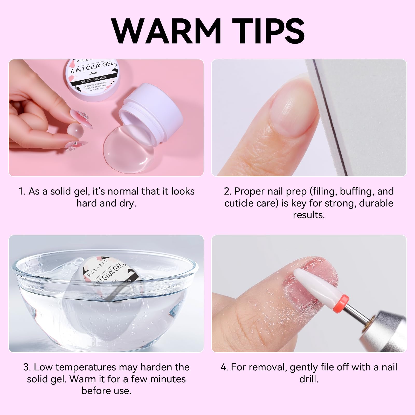 Makartt 3D gel easy removal by filing for quick refresh.
