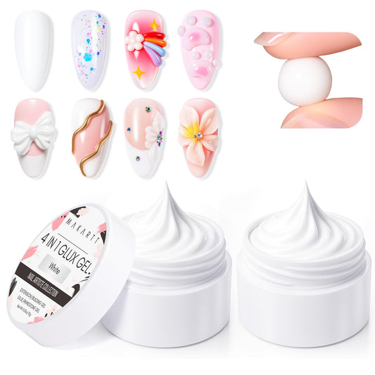 Makartt 3D gel nail art 4-in-1 white builder for sculpting and tips