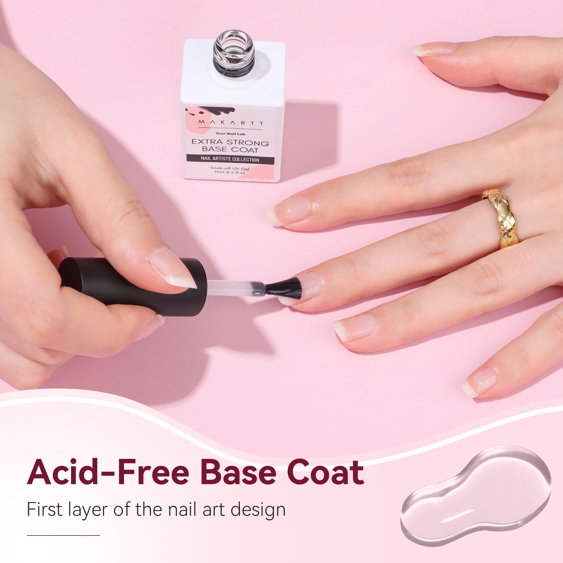 Makartt Base Coat cures under UV/LED in about 60 seconds.
