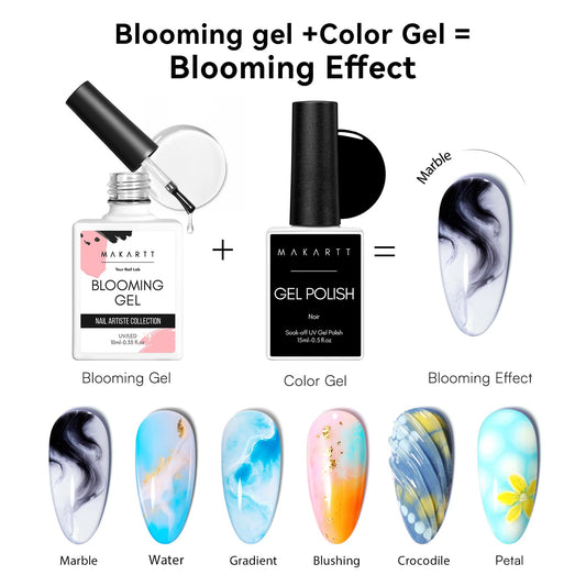 Makartt Blooming Gel marble effect adds elegant patterns on any base.